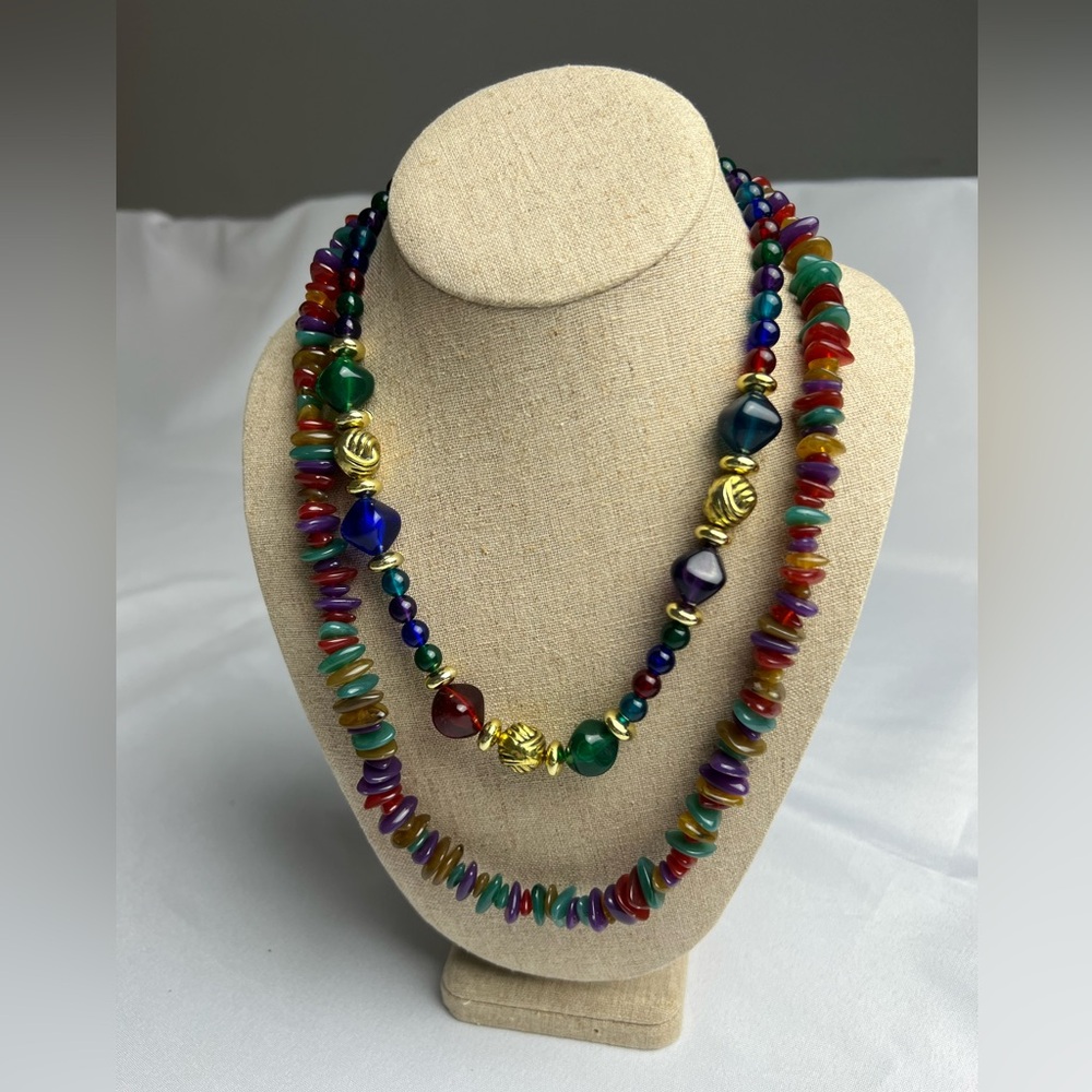 Acrylic Multi Color Bundle Two Necklaces Office Vacation Wedding Church